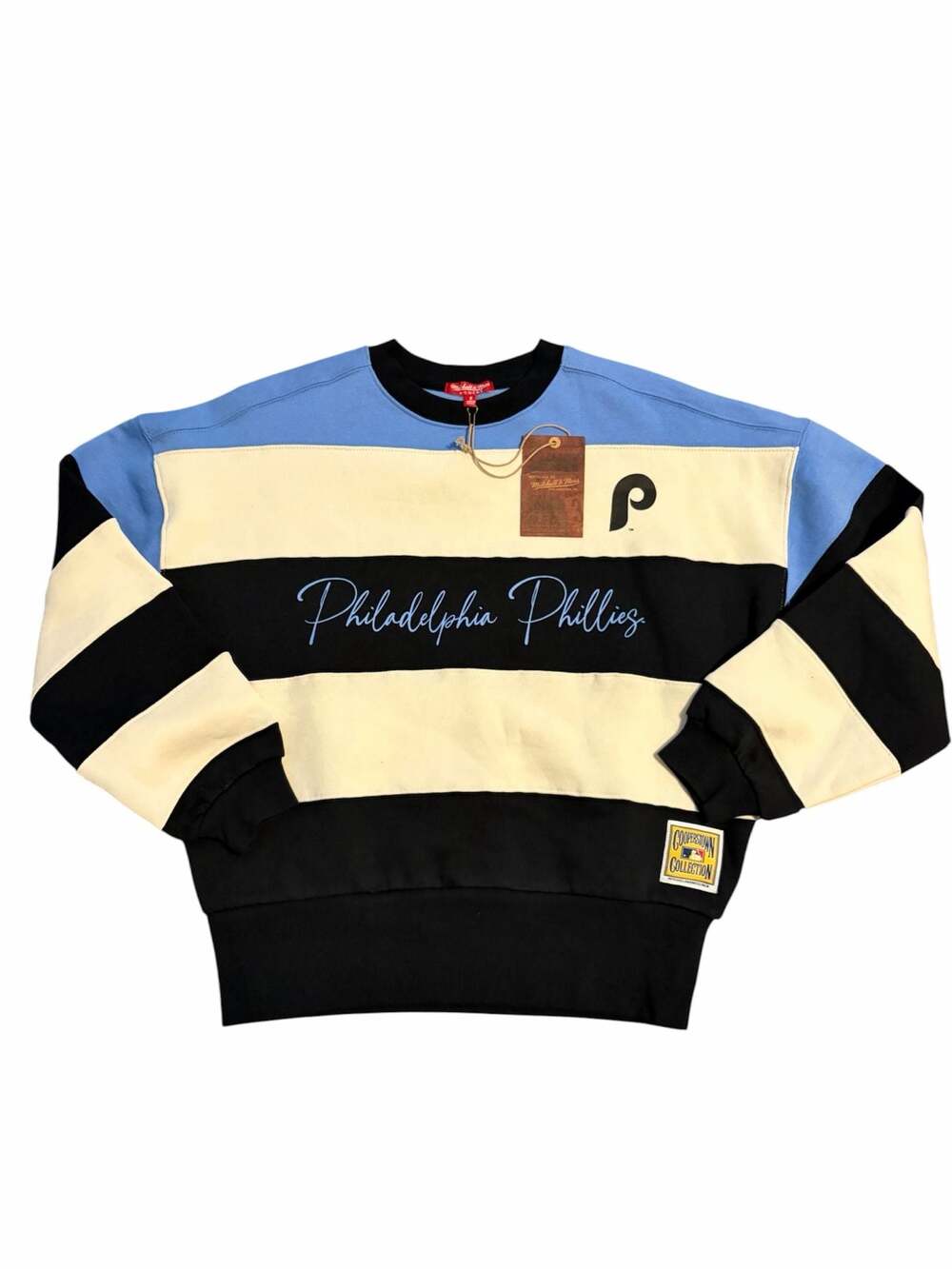 Mitchell & Ness Philadelphia Phillies Women's Blocked Fleece Crew Sweatshirt Siz